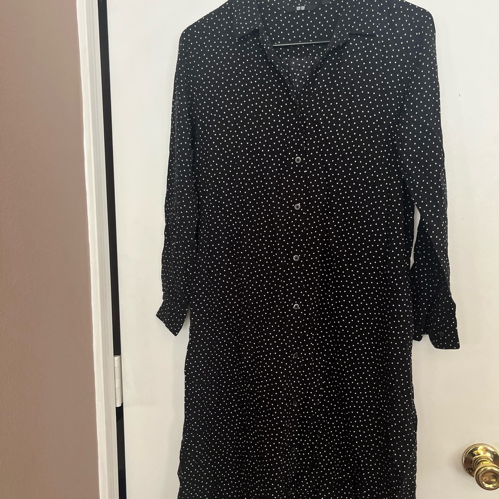 Black Uniqlo Polka Dot Dress